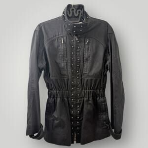 YSL Rive Gauche Tom Ford 2003 Studded Military Jacket Black FR 36 Archive Runway